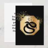 Invitation Année du serpent avec feux d'artifice (Devant / Derrière)