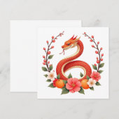 Invitation Année du serpent chinois mignon rire  (Devant / Derrière)