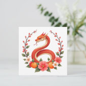 Invitation Année du serpent chinois mignon rire  (Debout devant)