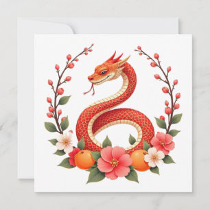 Invitation Année du serpent chinois mignon rire
