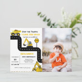 Invitation Année du thème du camion de construction (Debout devant)