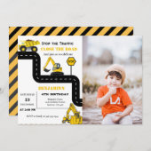 Invitation Année du thème du camion de construction (Devant / Derrière)