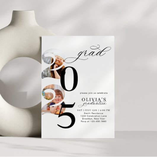 Invitation Année moderne Modèle photo Graduation Party