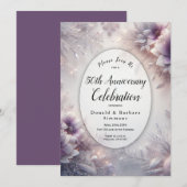 Invitation Année modifiable Argent et Améthyste doux Annivers (Devant / Derrière)