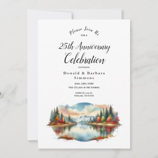Invitation Année modifiable Forêt rustique de l'automne au bo (Devant)