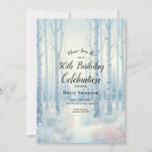 Invitation Année modifiable Frosted Blue Birch Forest Anniver (Devant)