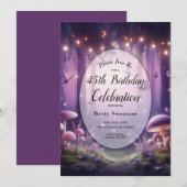 Invitation Année modifiable Papillons pourpres fête d'anniver (Devant / Derrière)