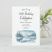 Invitation Année modifiable Snowy Mountain Winter Lake Annive (Debout devant)