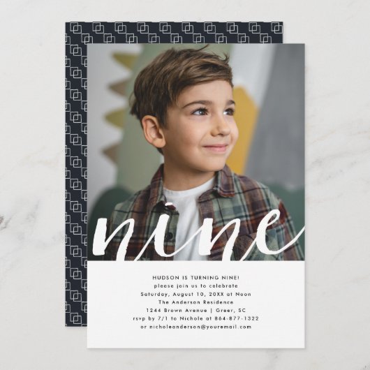 Invitation Année | Photo simple fête d'anniversaire (Devant / Derrière)