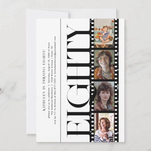 Invitation Année | Simple 4 Filmstrip photo fête d'anniversai (Devant)