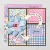 Invitation Année spécifique 20, 21, 25, 40, 50, 60, Floral (Devant / Derrière)