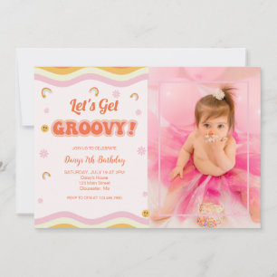 Invitation Année Super Hippie Retro Photo Anniversaire
