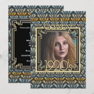 Invitation Années 1920 rugissante photo Gatsby Art Déco chic
