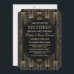 Invitation Années 2000 Grandes Portes Art Déco 18e anniversai<br><div class="desc">Grande Gatsby Vintage Art Déco Invitation fête d'anniversaire. Le design d'une carte d'inspiration années 1920,  en noir et or,  présente un magnifique style géométrique Art Déco. Utilisez l'outil Personnaliser pour ajouter vos informations. Voir aussi ma collection du 18e anniversaire.</div>