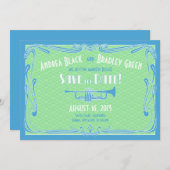 Invitation Années 20 Années 20 Mariage de trompette Enregistr (Devant / Derrière)