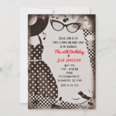 Invitation Années 50 Robe Rétro Vintage Noir Blanc (Devant)