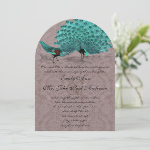 Invitation Années folles Damassé Turquoise Oiseau de l'amour 