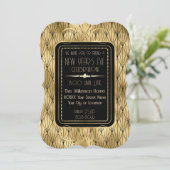 Invitation Années folles Nouvel An Eve Gold Art Déco (Debout devant)