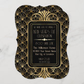 Invitation Années folles, réveillon Art déco (Devant / Derrière)