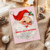 Invitation Annianniversaire de Retro Pink Père Noël
