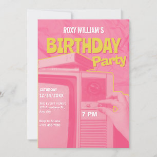 Invitation Annianniversaire rose jaune