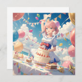 Invitation Annime Fille (Devant / Derrière)