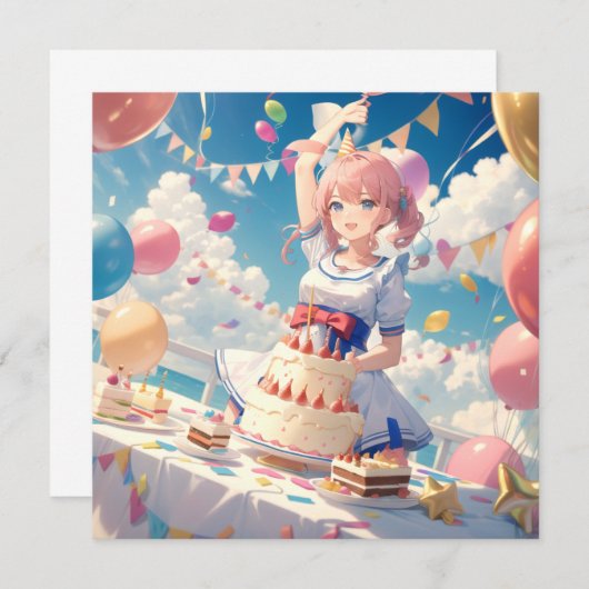 Invitation Annime Fille (Devant / Derrière)