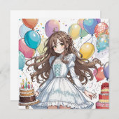 Invitation Annime fille E (Devant / Derrière)