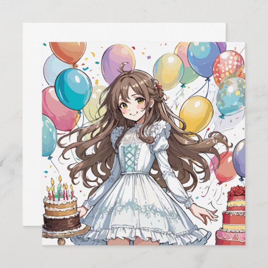 Invitation Annime fille E (Devant / Derrière)