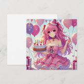 Invitation Annime rose fille (Devant / Derrière)