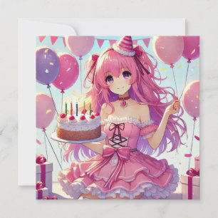 Invitation Annime rose fille