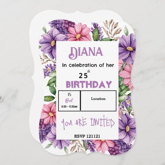 Invitation Anniversaire (Devant / Derrière)