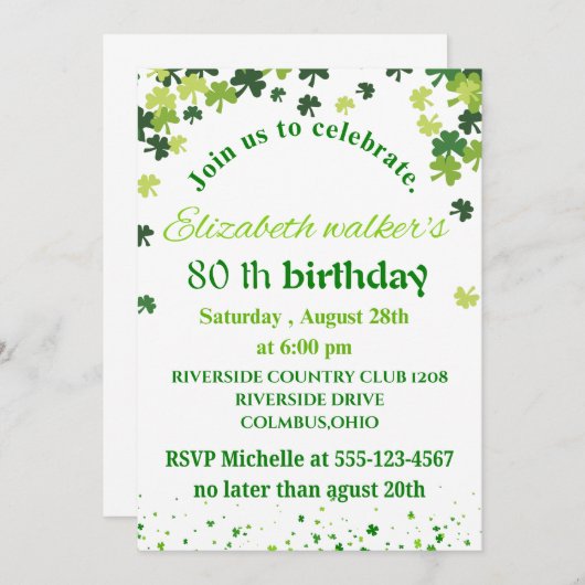 Invitation Anniversaire (Devant / Derrière)