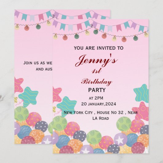 Invitation Anniversaire (Devant / Derrière)