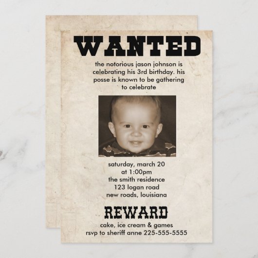 Invitation Anniversaire (Devant / Derrière)