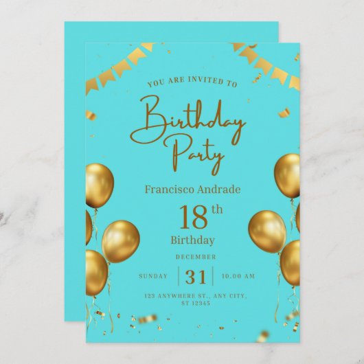 Invitation anniversaire (Devant / Derrière)