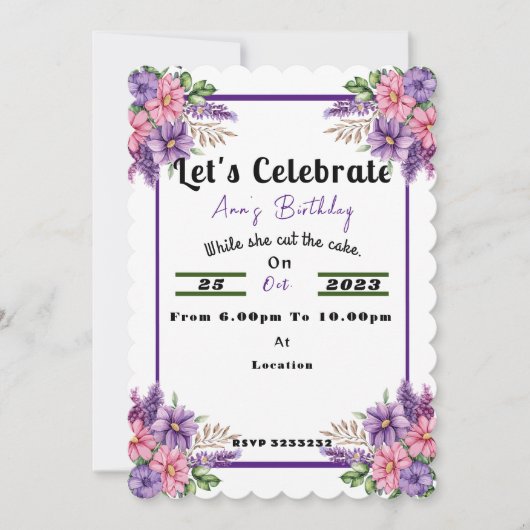 Invitation Anniversaire (Devant)
