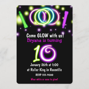 Invitation anniversaire 10 ans GLOW Lights Age 10