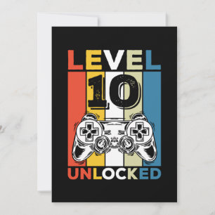 Invitation Anniversaire 10e niveau déverrouillé 10 Jeu Vintag