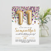 Invitation anniversaire 11 ans confettis (Debout devant)