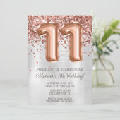 Invitation anniversaire 11 ans Rose Gold Silver (Debout devant)