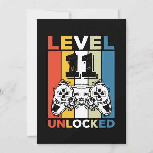 Invitation Anniversaire 11ème Niveau Débloqué 11 Jeux Rétro (Devant)