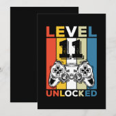 Invitation Anniversaire 11ème Niveau Débloqué 11 Jeux Rétro (Devant / Derrière)