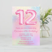 Invitation Anniversaire 12 ans Arc-en-ciel rose (Debout devant)