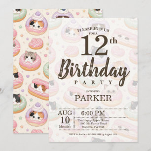 Invitation anniversaire 12 ans Editable Cute Donut