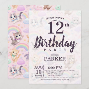 Invitation anniversaire 12 ans licorne arc-en-ciel
