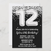 Invitation Anniversaire 12 ans noir et blanc (Devant)