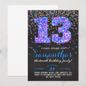 Invitation anniversaire 13 ans confettis (Devant / Derrière)