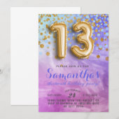 Invitation anniversaire 13 ans confettis (Devant / Derrière)