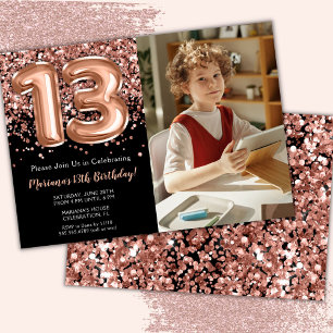 Invitation anniversaire 13 ans fête Photo Black Ro